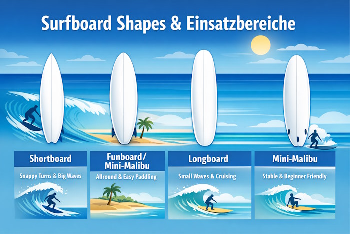 Übersicht Surfboard Shapes und Einsatzbereiche