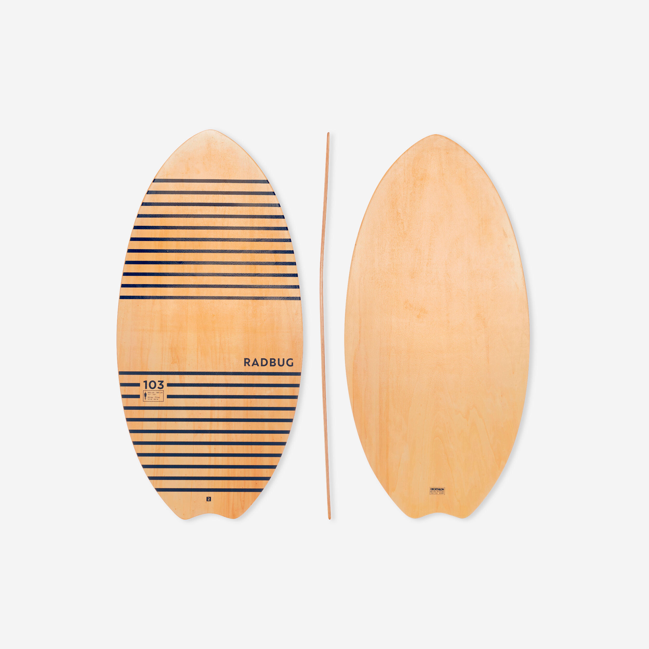 RADBUG Skimboard Damen/Herren Holz 100 Einheitsgröße