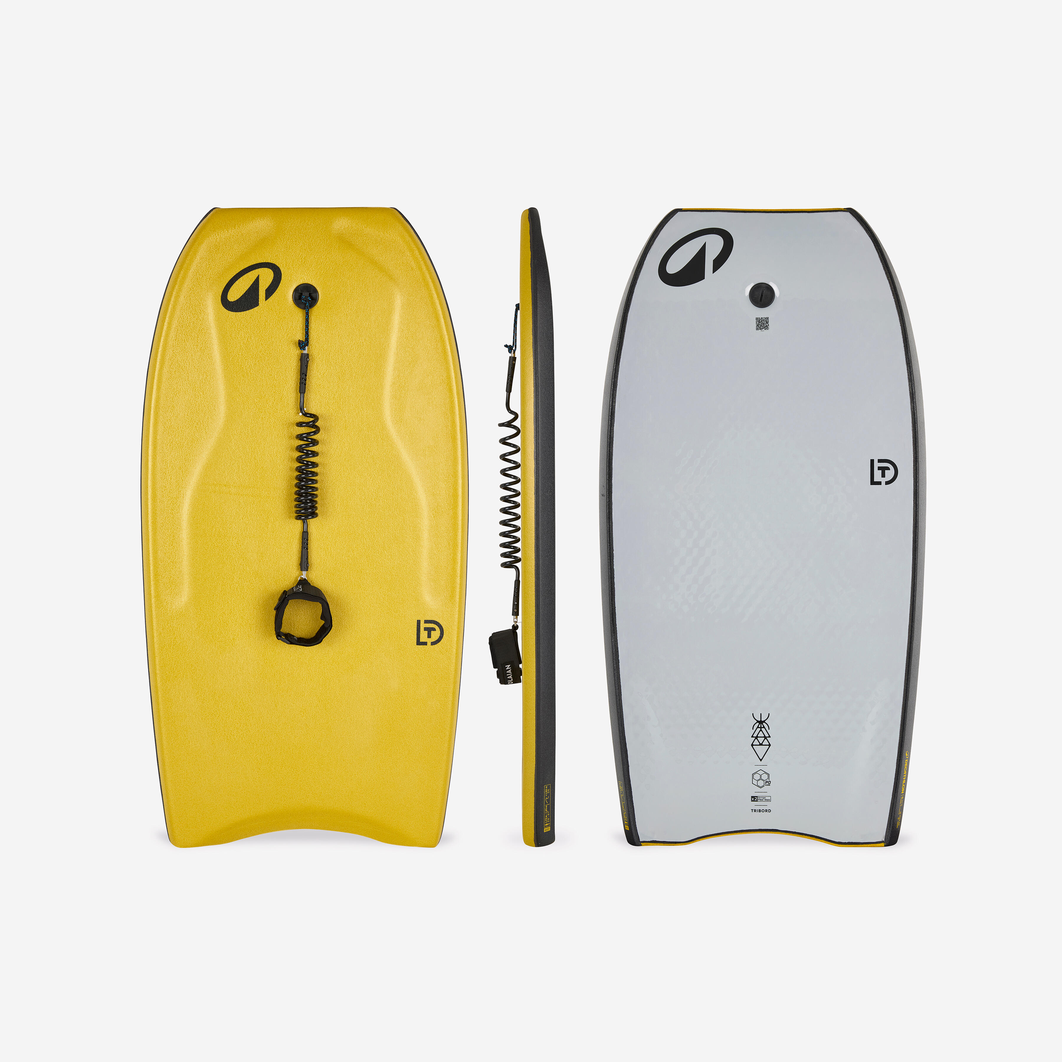 Decathlon Bodyboard Fortgeschrittene Double Stringer 500 Mesh gelb/grau 43.5